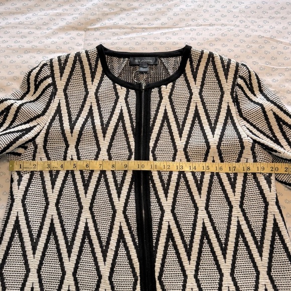 St. John Nisi Jacquard Black and White Zip Up Size Small Cardigan Jacket - Picture 6 of 9
